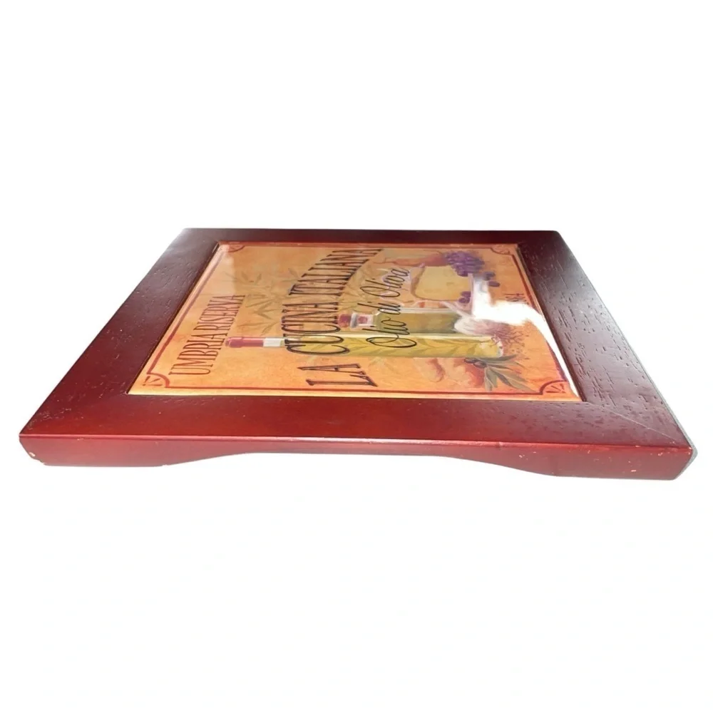 La Cucina Italiana Wall Plaque Mahogany wood Rustic Italian Kitchen Décor Signed